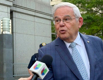 U.S. Sen. Bob Menendez, D-N.J., leaves federal court following the day's proceedings in his bribery trial, Wednesday, July 3, 2024, in New York. (AP Photo/Larry Neumeister)
