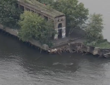 A portion of Philly's Graffiti Pier collapsed on Wednesday. (6abc)