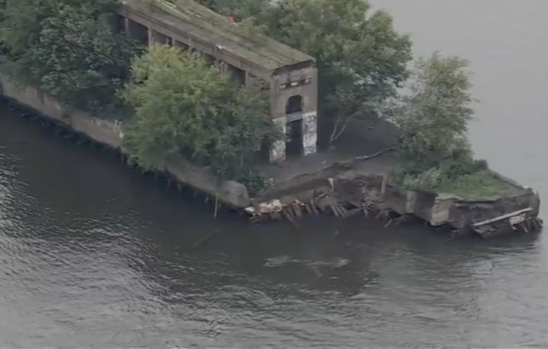 A portion of Philly's Graffiti Pier collapsed on Wednesday. (6abc)