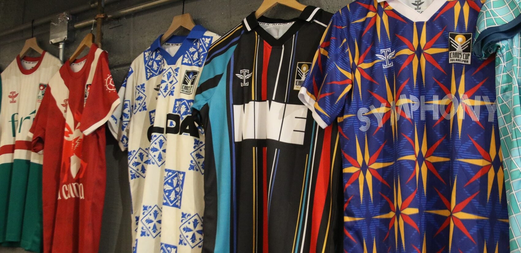 Icarus Football designed 80 special kits for this year's tournament. (Cory Sharber/WHYY)