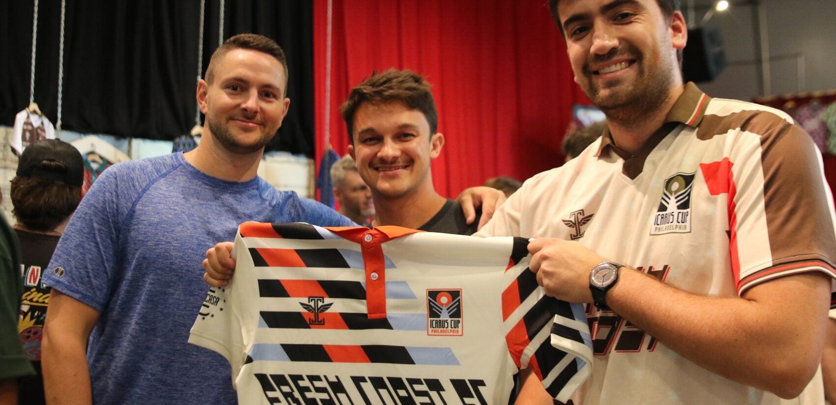 Players picked up their kits and soaked up the vibes during a pre-tournament gathering at Craft Hall on Friday. (Cory Sharber/WHYY)