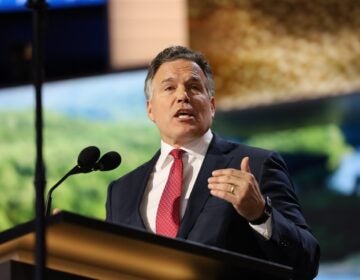 Republican nominee for the U.S. Senate, David McCormick, addresses the Republican National Convention in Milwaukee. (Carmen Russell-Sluchansky)