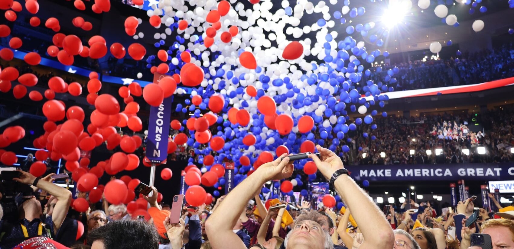 Ballons drop at the convention