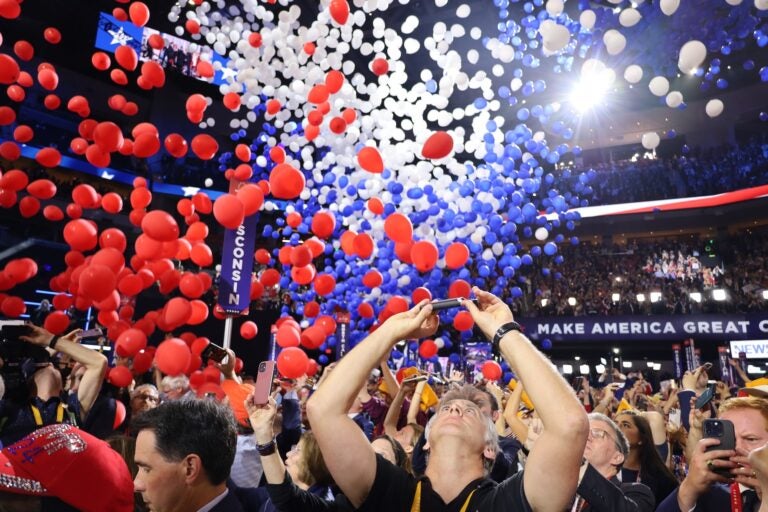 Ballons drop at the convention