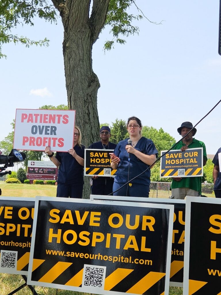 Registered nurse and union member Nicola Yori took an open position in Suburban Community Hospital's emergency department after her position in the ICU was eliminated.