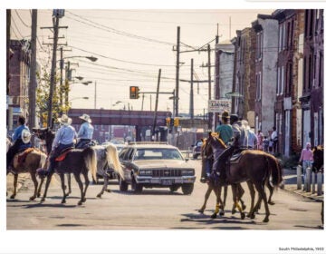 Black horse riders ride horses in south