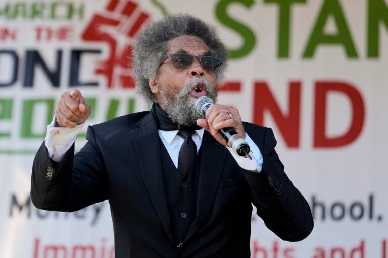 Cornel West speaking at a rally