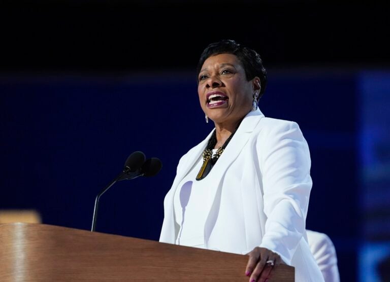 Becky Pringle speaking at the DNC