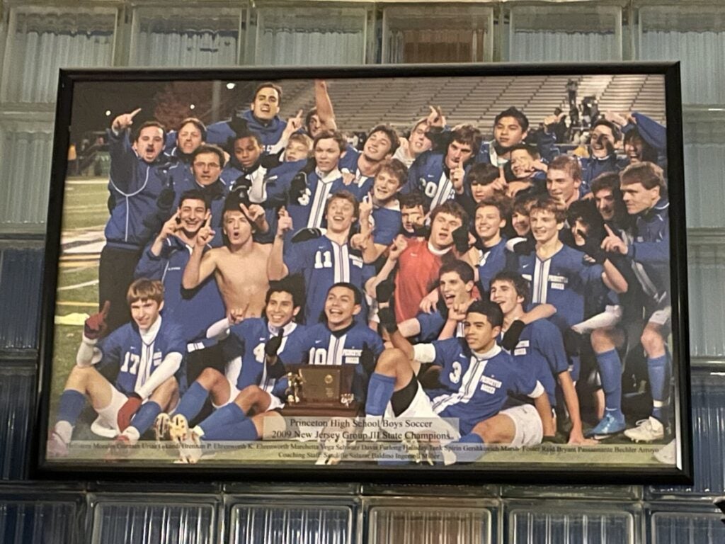 A photo of the 2009 state champion Princeton High School soccer team