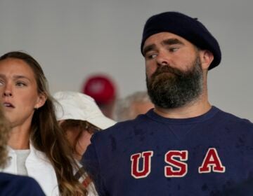 Jason Kelce in the stands at the olympics