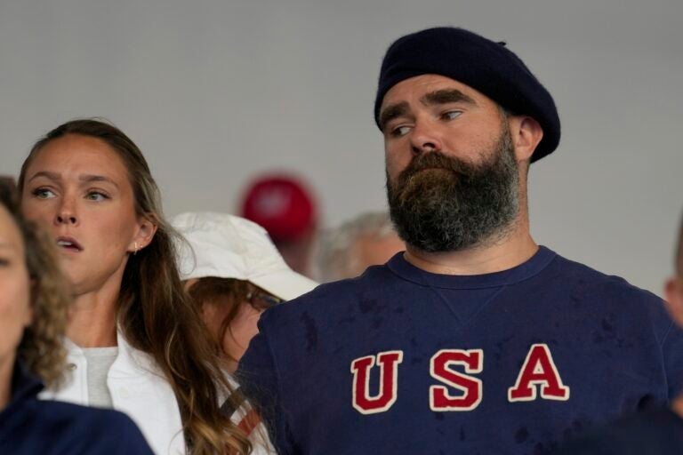 Jason Kelce in the stands at the olympics