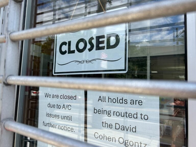 a Closed sign at the library