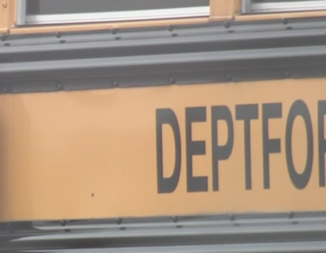 a close-up of a Deptford school bus