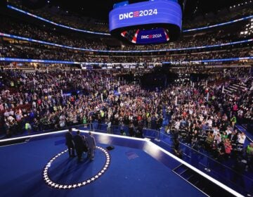 Rev. Al Sharpton and Rev. Jesse Jackson attend Day One of the Democratic National Convention, at the United Center, Monday, Aug. 19, 2024 in Chicago. (Mike Segar/Pool via AP)