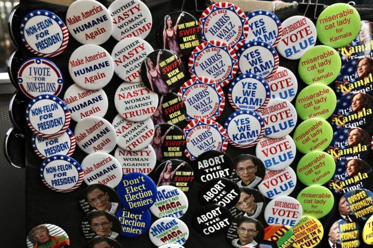 Variety of pro-Kamala Harris buttons