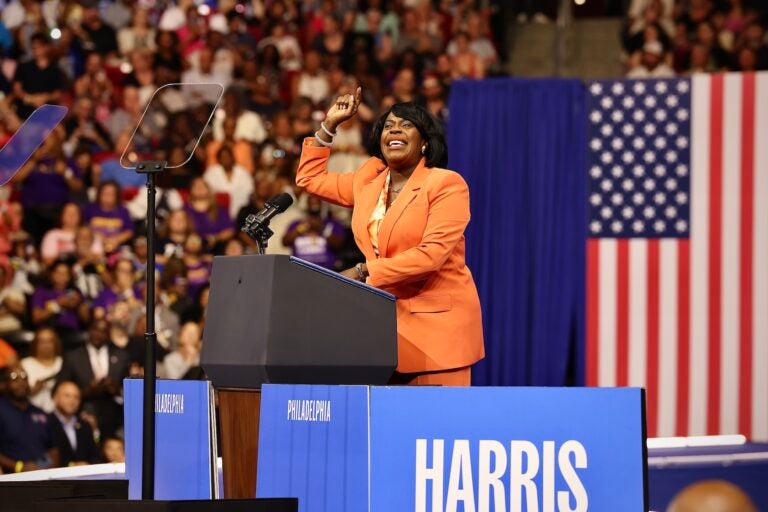 Cherelle Parker speaking at the rally