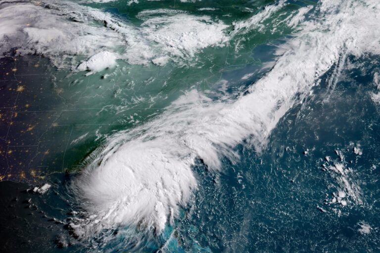 a satellite image of Hurricane Debby