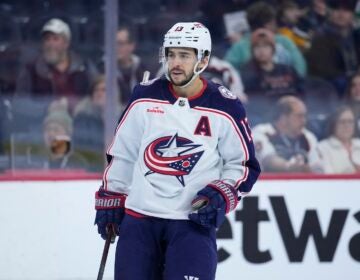 Columbus Blue Jackets' Johnny Gaudreau plays during an NHL hockey game, Thursday, Jan. 4, 2024, in Philadelphia.