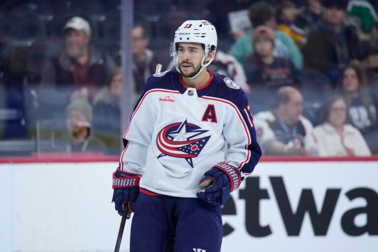 Columbus Blue Jackets' Johnny Gaudreau plays during an NHL hockey game, Thursday, Jan. 4, 2024, in Philadelphia.