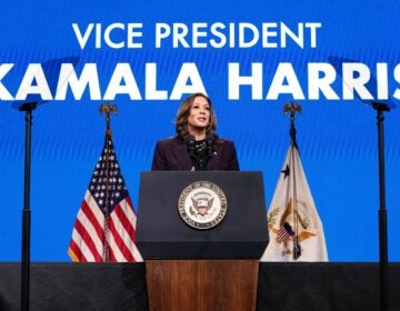 Kamala Harris at a podium