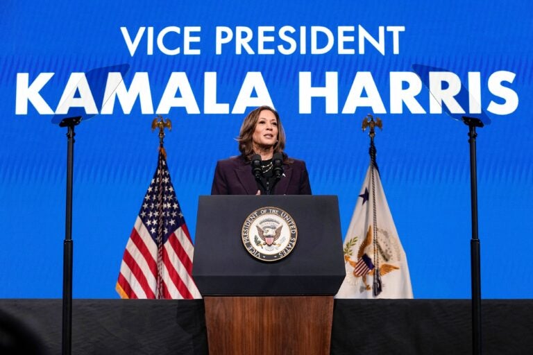 Kamala Harris at a podium