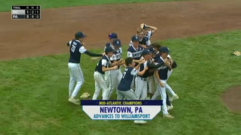 The Council Rock Newtown Little League team celebrates advancing to the Little League World Series