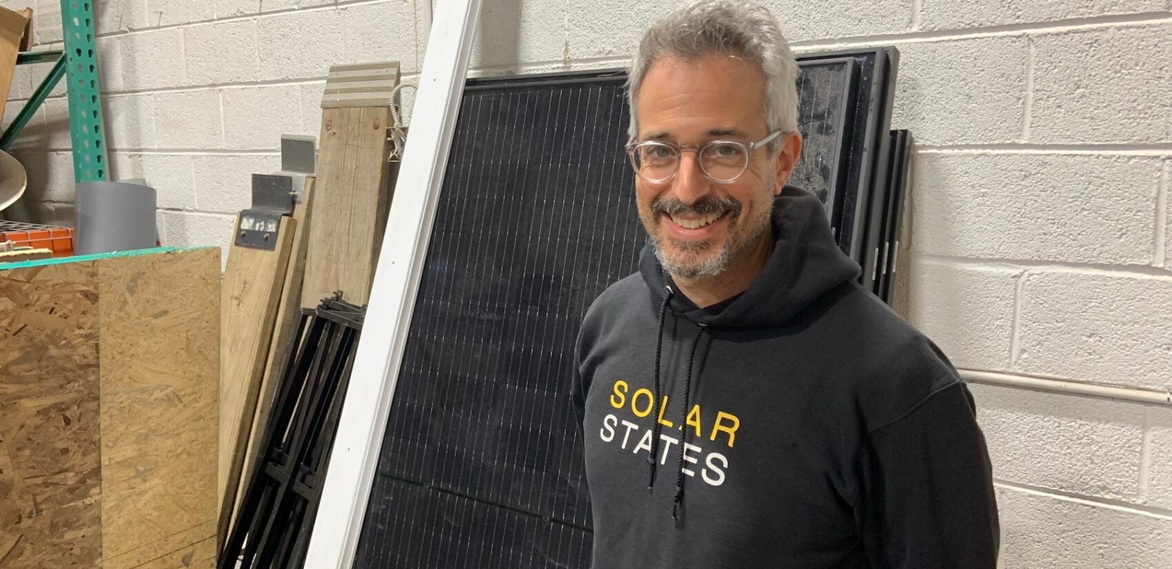 Micah Gold-Markel founded the company Solar States in 2008. He says the solar industry started with, “hippies who looked at the idea of getting electricity from the sun and had very pure intentions.” (Jeff Brady/NPR)