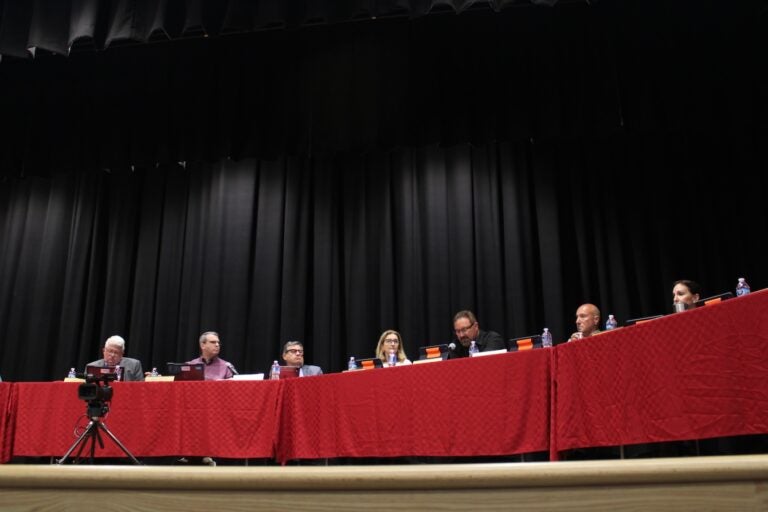 The school board of Souderton is seen in a meeting