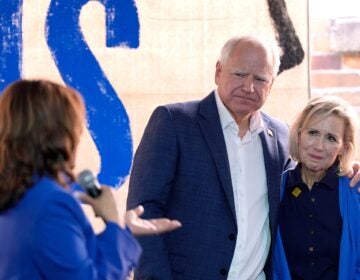 Kamala Harris and Tim and Gwen Walz