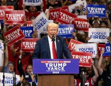 President Donald Trump speaks at a campaign rall