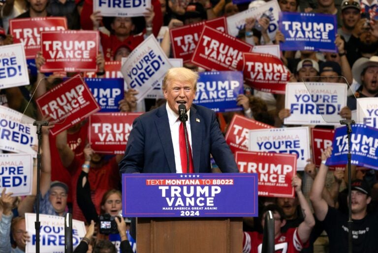 President Donald Trump speaks at a campaign rall