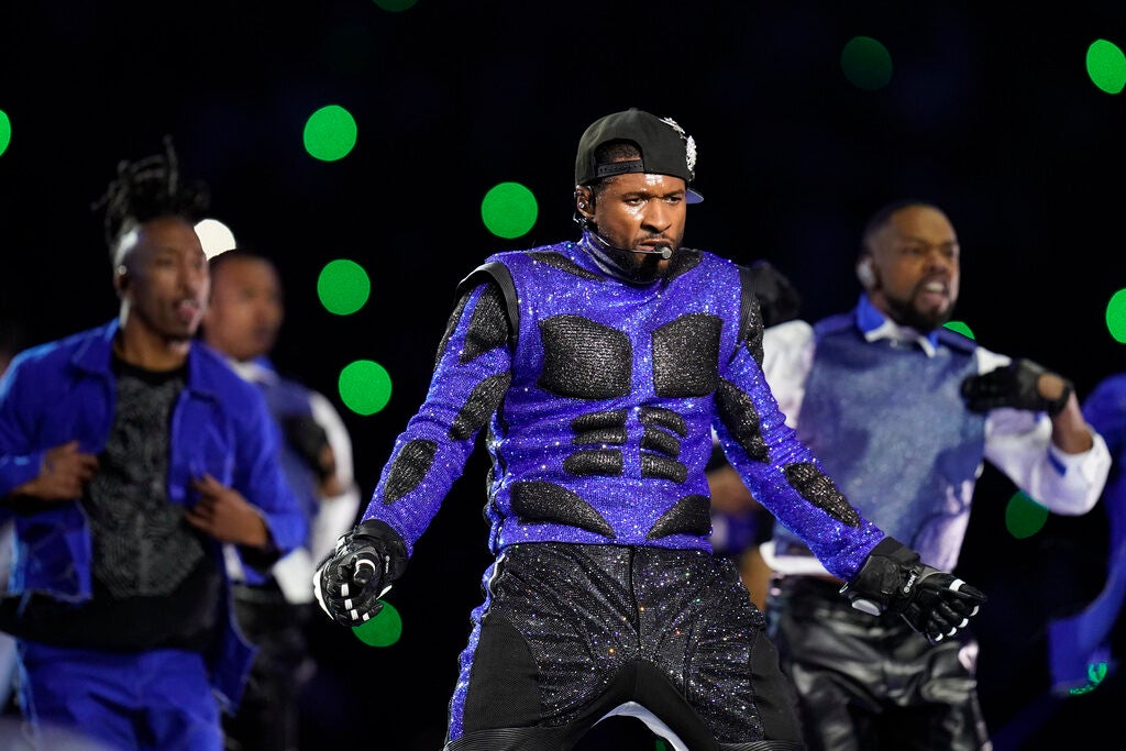 Usher performs at the 58th Super Bowl