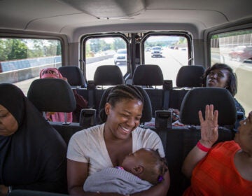 By the end of the trip, Lois and Rachel, who are newer riders, laugh and talk with the other women. Kristal’s regular riders say they look forward not just to the visit, but to catching up with friends they have made on the van. 

“It’s something to look forward to,” Tanesha says of visiting day. “We talk about this stuff all week long, all of us. Sometimes we all get together and cook food and sit down and talk. Because that’s what we be needing. From one sister to another. From one wife to another.” 

Photos and Videos by Zara Katz and Lisa Riordan Seville