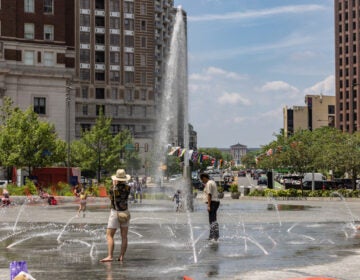Playing in the fountains