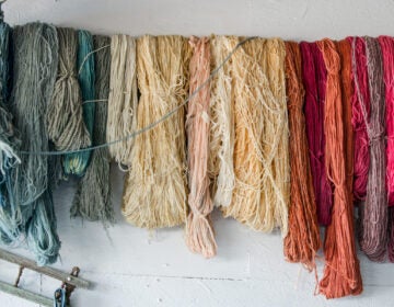 A selection of yarn hanging