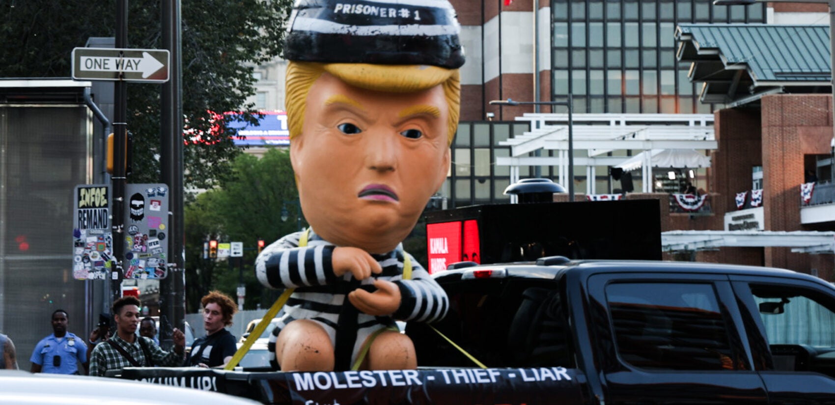 Inflatable Donald Trump at the protest