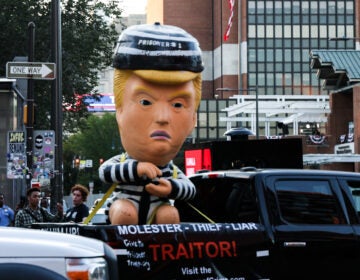 Inflatable Donald Trump at the protest