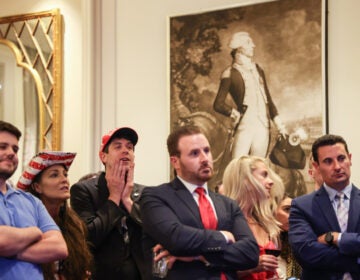 Philadelphia Young Republicans watched  the presidential debate at the Kimpton Hotel on Sept. 10, 2024. (Kimberly Paynter/WHYY)