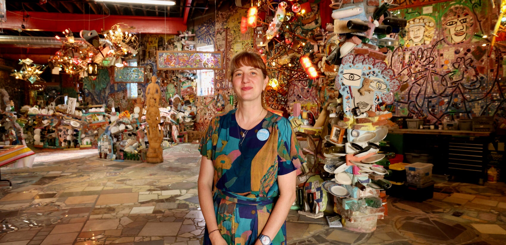 Magic Gardens Executive Directo Emily Smith stands in the nonprofits new Philadelphia location