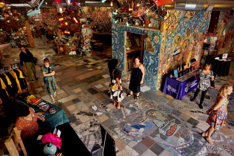 People walk around a new Magic Gardens location in Philadelphia