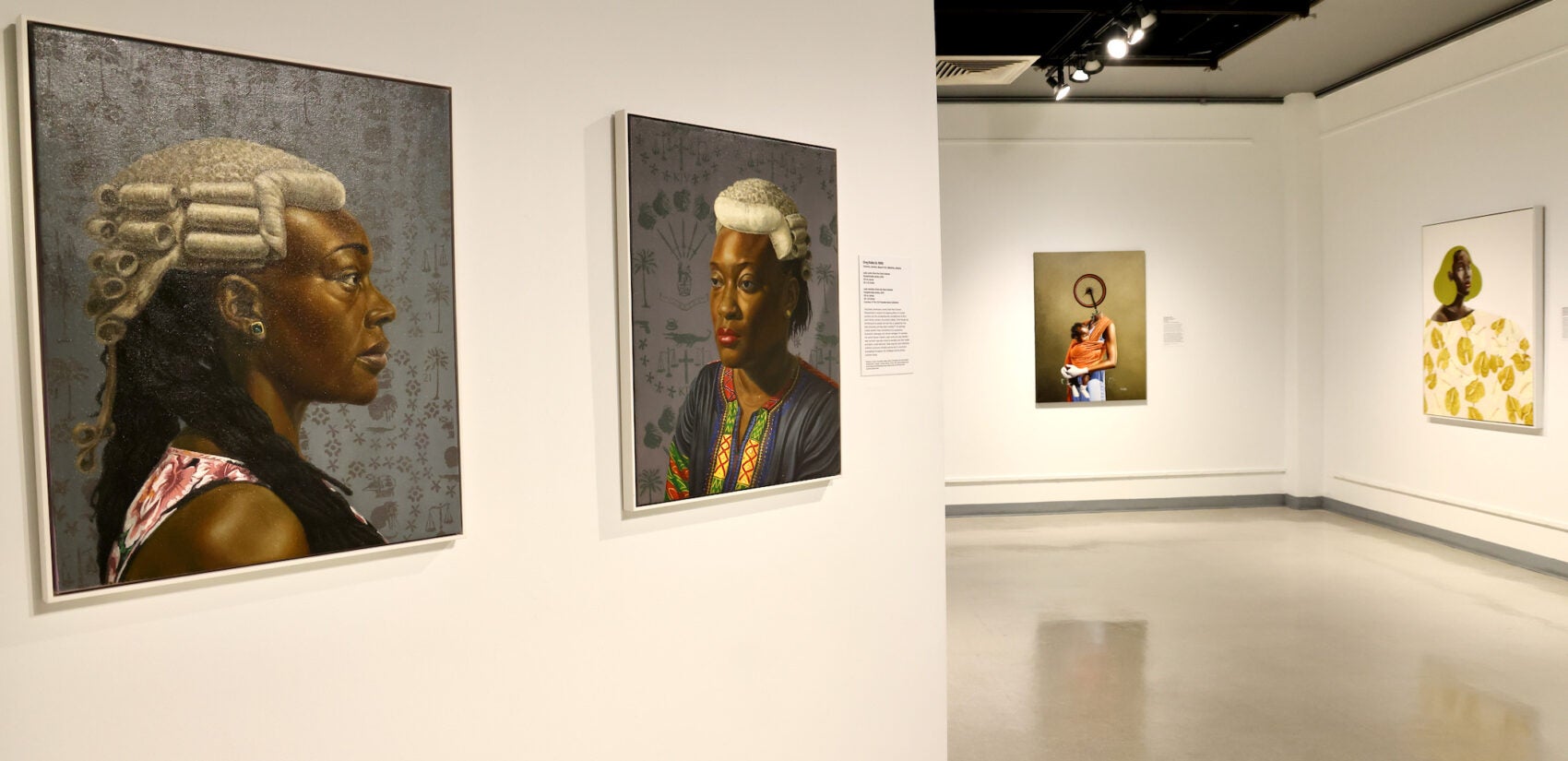 Many of the pieces in ''Shared Vision: Portraits from the CCH Pounder-Koné Collection'' depict the Black body as a landscape of tension as the artists work out ideas of history, identity, and relationships. (Emma Lee/WHYY)