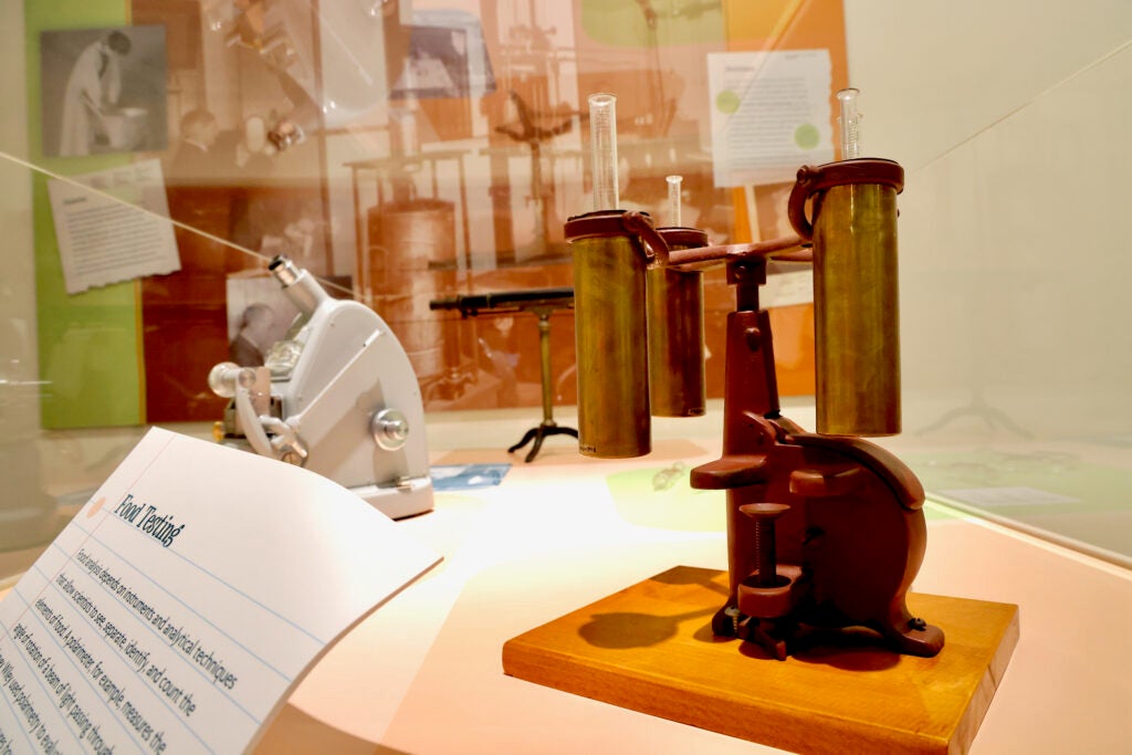 a centrifuge and other devices on display