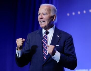 Biden holds two fists