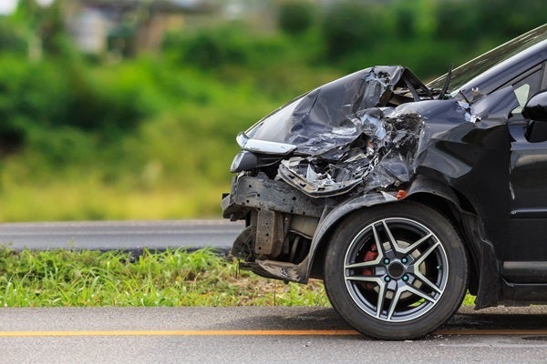 Damaged car after a crash