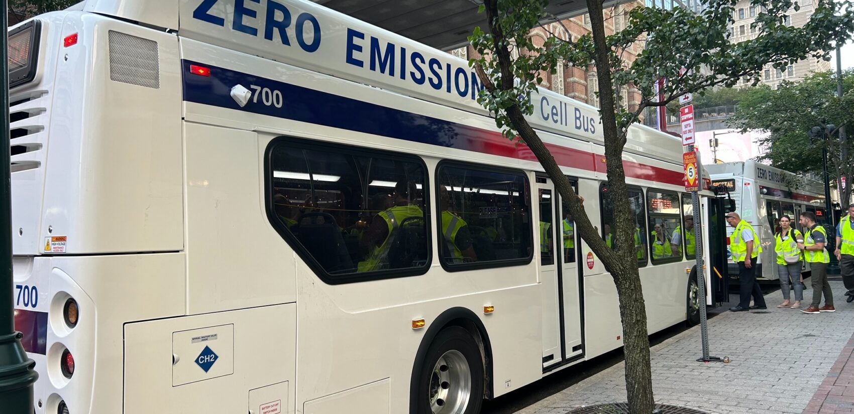 A hydrogen fuel cell bus