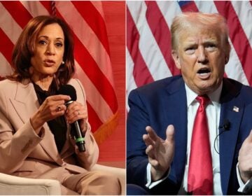 a side-by-side of Harris and Trump at their NABJ interviews