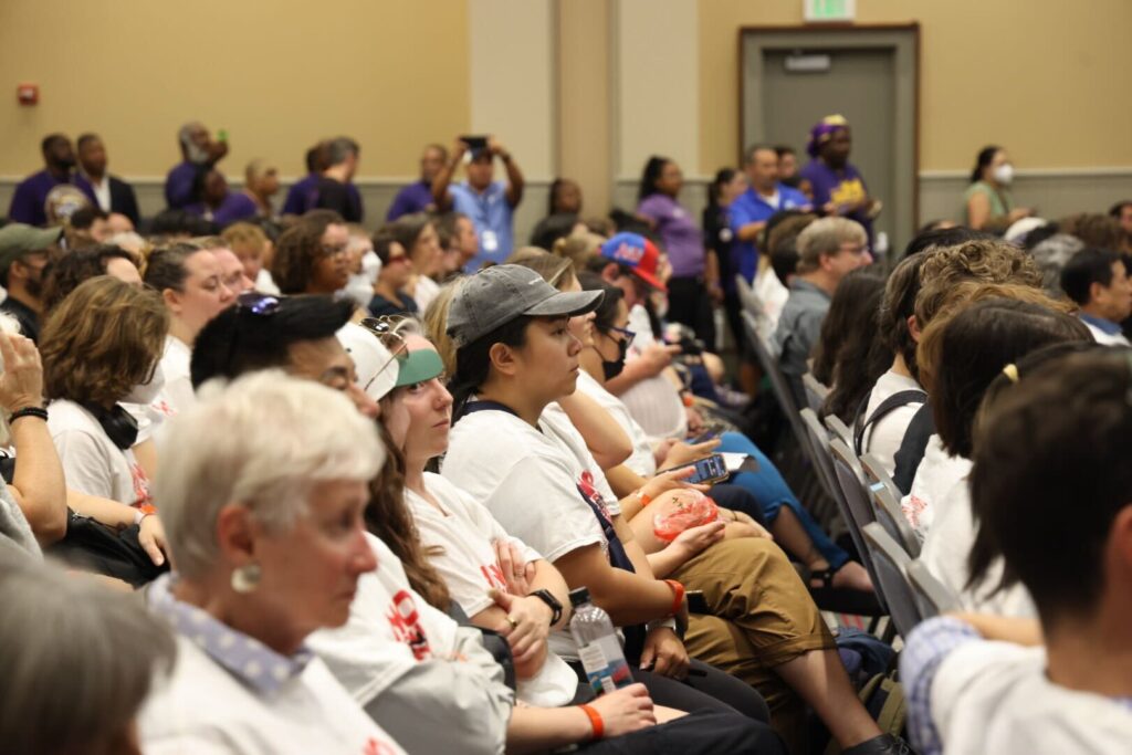 People in the audience at the town hall