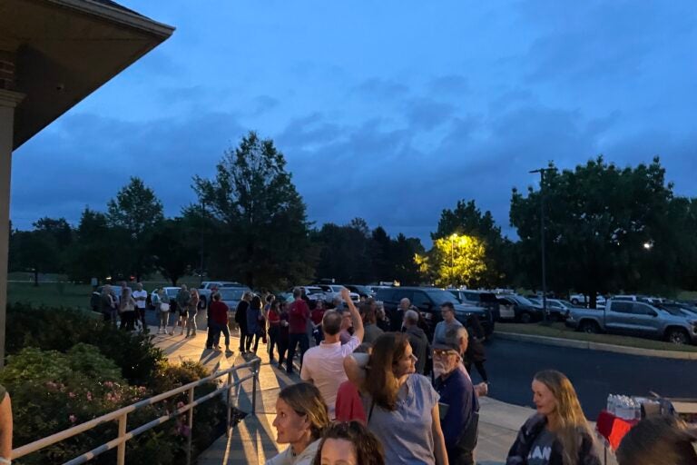 Dozens of people left outside at the Souderton Area School District's board meetin