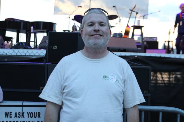 Dave Goldberg has gone to roughly 20 iterations of the XPoNential Music Festival over the years, and says 70% of the music he listens to comes from listening to WXPN. (Cory Sharber/WHYY)