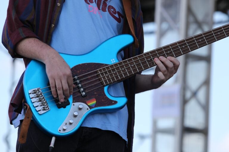 close-up of a bass being played